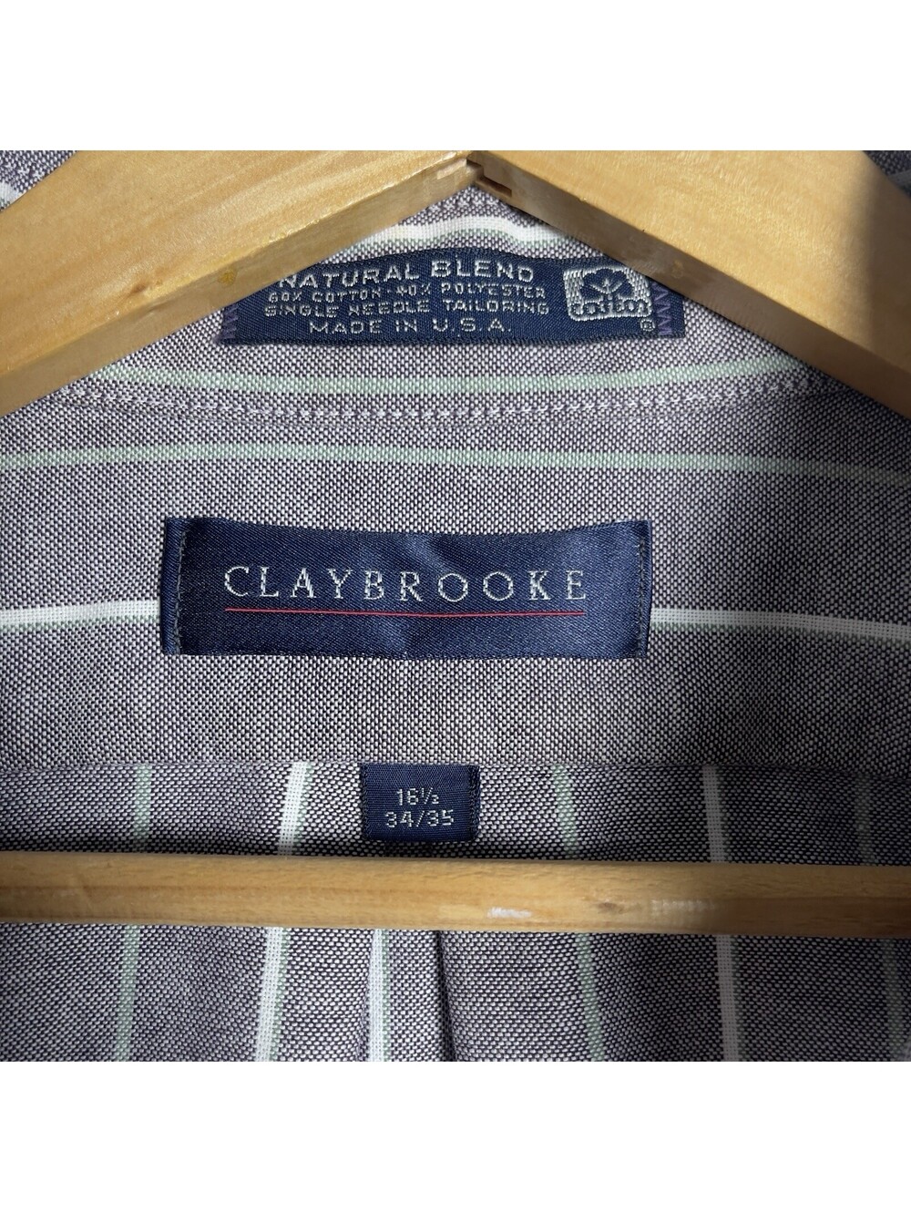 Claybrooke Button Down Shirt 16.5-34/35 Men's Gray Pinstripe